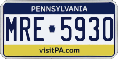 PA license plate MRE5930