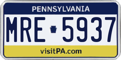 PA license plate MRE5937