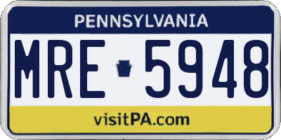 PA license plate MRE5948