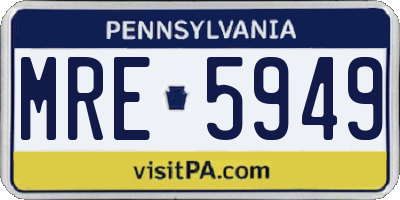 PA license plate MRE5949