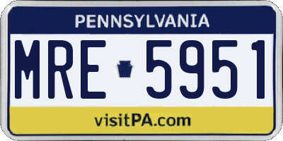 PA license plate MRE5951