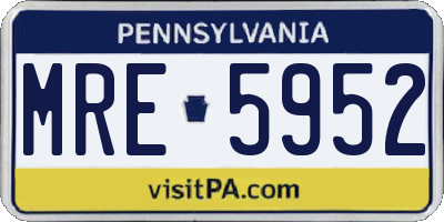 PA license plate MRE5952