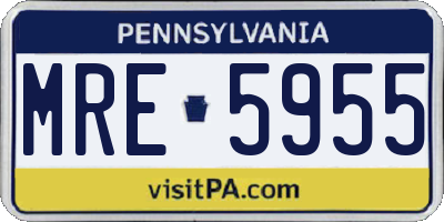 PA license plate MRE5955