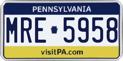 PA license plate MRE5958