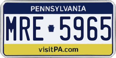 PA license plate MRE5965
