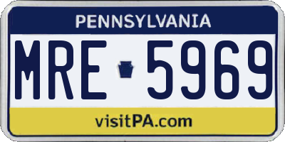 PA license plate MRE5969