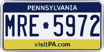 PA license plate MRE5972