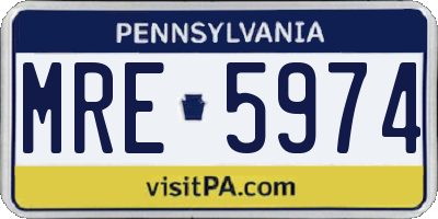 PA license plate MRE5974