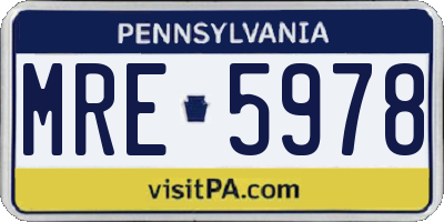 PA license plate MRE5978