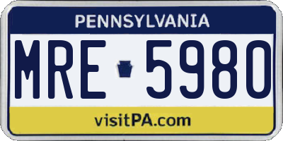 PA license plate MRE5980