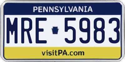 PA license plate MRE5983