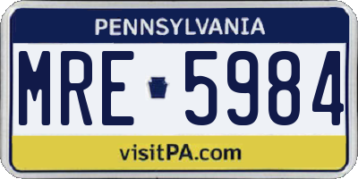 PA license plate MRE5984