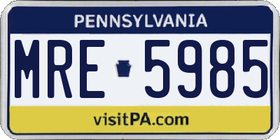 PA license plate MRE5985
