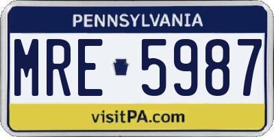 PA license plate MRE5987