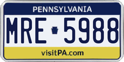 PA license plate MRE5988