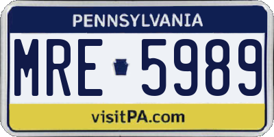 PA license plate MRE5989