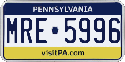 PA license plate MRE5996