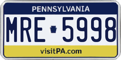 PA license plate MRE5998