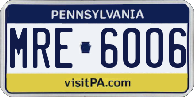 PA license plate MRE6006