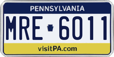 PA license plate MRE6011