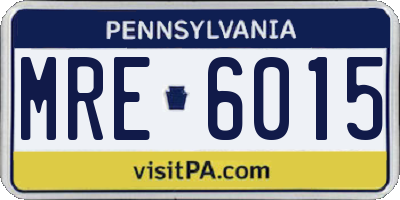 PA license plate MRE6015