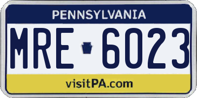 PA license plate MRE6023