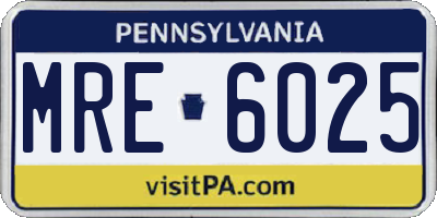 PA license plate MRE6025