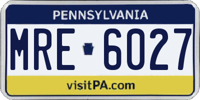 PA license plate MRE6027