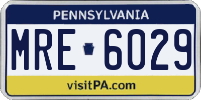PA license plate MRE6029