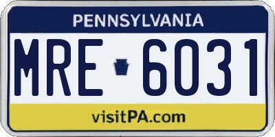 PA license plate MRE6031