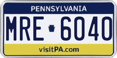 PA license plate MRE6040