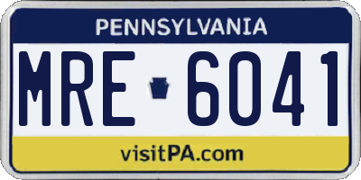 PA license plate MRE6041