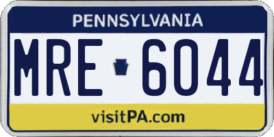 PA license plate MRE6044