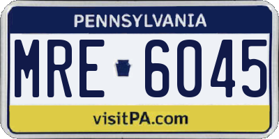 PA license plate MRE6045