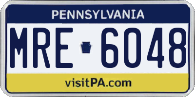 PA license plate MRE6048
