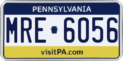 PA license plate MRE6056