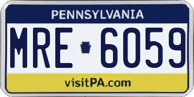 PA license plate MRE6059