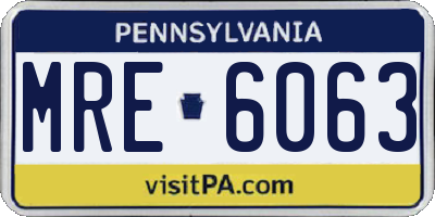 PA license plate MRE6063