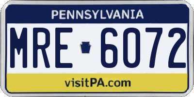 PA license plate MRE6072