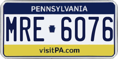 PA license plate MRE6076