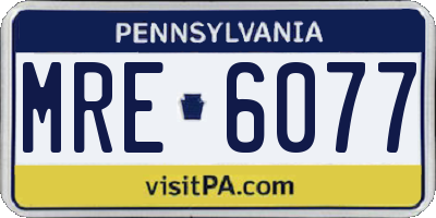PA license plate MRE6077