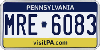 PA license plate MRE6083
