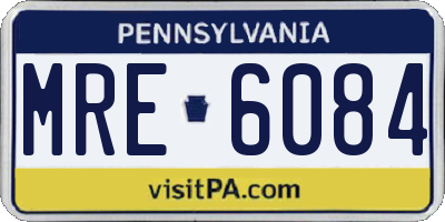 PA license plate MRE6084