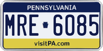 PA license plate MRE6085