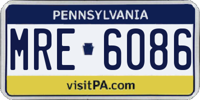 PA license plate MRE6086