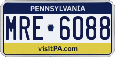 PA license plate MRE6088