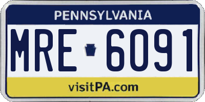PA license plate MRE6091