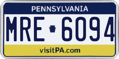 PA license plate MRE6094