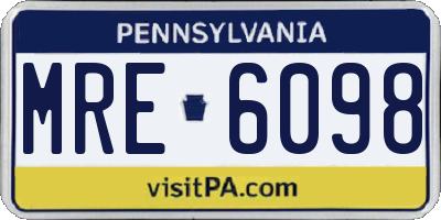PA license plate MRE6098