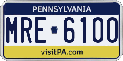 PA license plate MRE6100